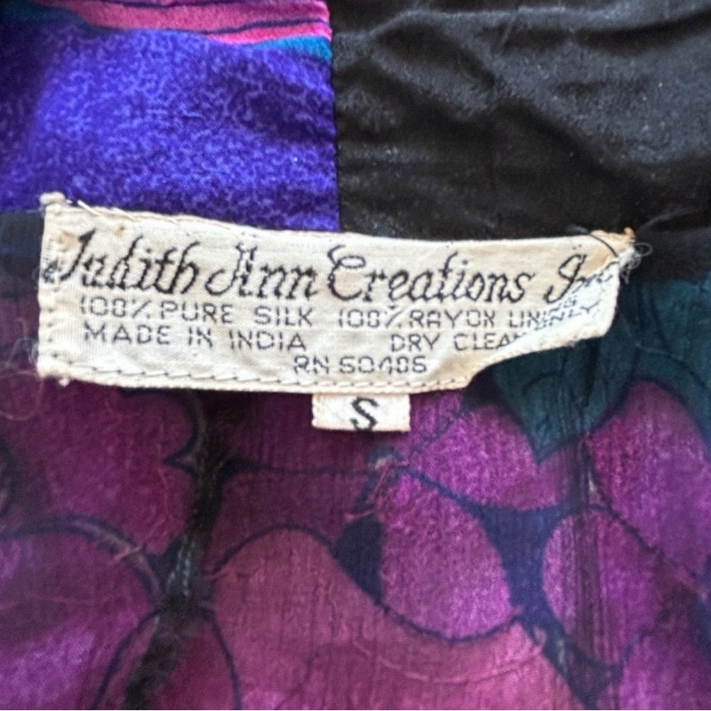 Vintage Judith Ann Creations Silk Beaded Floral Jacket Kimono Cardigan Small - Picture 6 of 11
